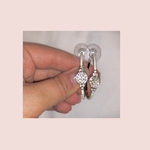 silver hoop earrings with stone details